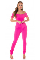Sexy must-have jumpsuit met carmen halslijn roze